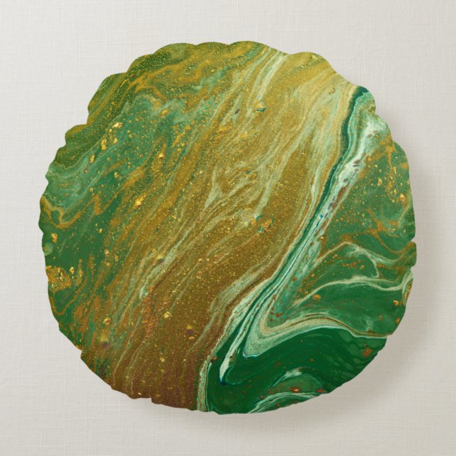 Flüssiger Marmor Rundes Kissen (Vorderseite)