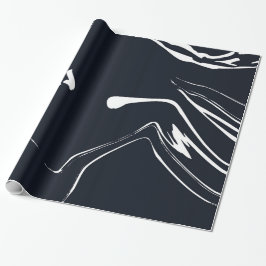 Flüssiger Marmor Textur Schwarz-Weiß-Papier Umhüll Geschenkpapier