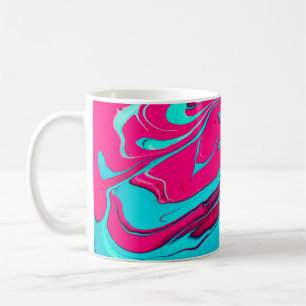 Flüssiger Papiermarmorfarbhintergrund. Flüssigkeit Kaffeetasse