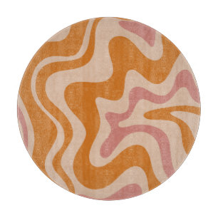 Flüssiger Swirl Retro Vibe Orange und Dusky Pink Schneidebrett
