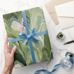 Flüssiges Aquarell Grüner Wald Abstrakte Struktur Geschenkpapier