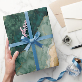 Flüssiges Aquarell Grüner Wald Abstraktes Muster Geschenkpapier