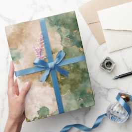 Flüssiges Aquarell Grüner Wald Abstraktes Muster Geschenkpapier