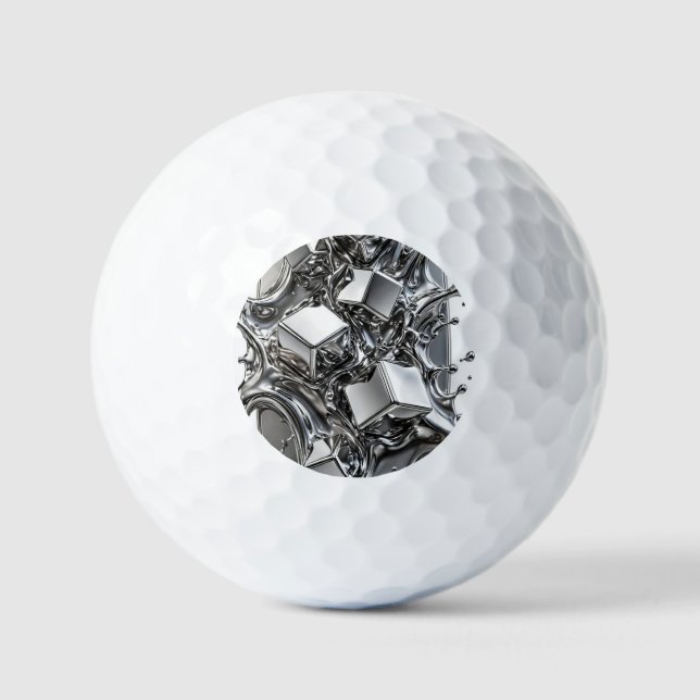 Flüssiges Chrom - Spiegel Silber Metall Golfball (Vorderseite)
