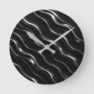 Flüssiges Chrome-Bewegungsmuster Futuristische F Runde Wanduhr
