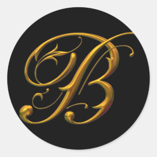 Flüssiges Gold-B-Monogramm Runder Aufkleber