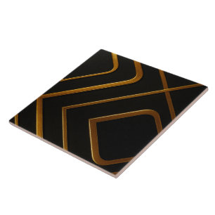 Flüssiges Gold Schwarze Monochrome Geometrische Kü Fliese
