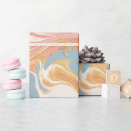 Flüssiges Korallen-Pfirsich-Welle-Creme-Abstraktes Geschenkpapier
