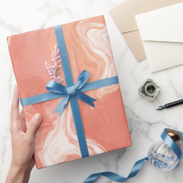 Flüssiges Korallen-Pfirsich-Welle-Creme-Abstraktes Geschenkpapier