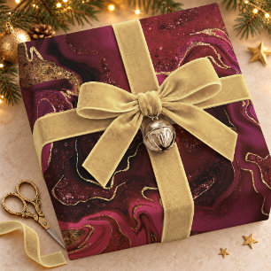 Flüssiges Rotgold Elegantes Marmormuster Geschenkpapier