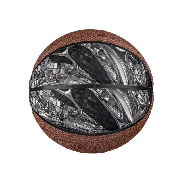 Flüssiges Silber-Chrom-Mosaik Mini Basketball (Vorderseite)
