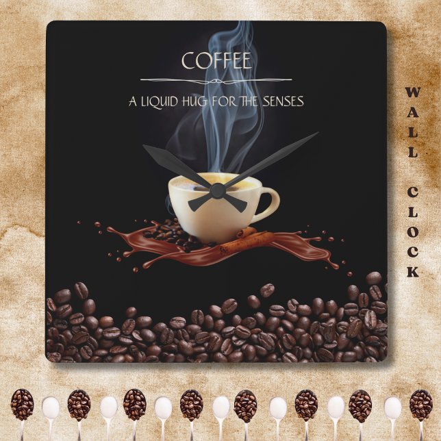 Flüssigkeits-Umarmung für die Senses-Kaffee-Wall-U Quadratische Wanduhr (Liquid Hug for the Senses Coffee Wall Clock)