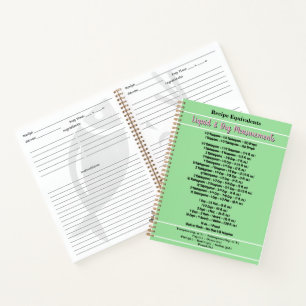 Flüssigkeits- und Trockenrezeptmaße Mintgrün Rosa Notizbuch