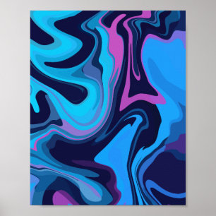 Flüssigkeitsablagerungen in Blau und Lila Poster