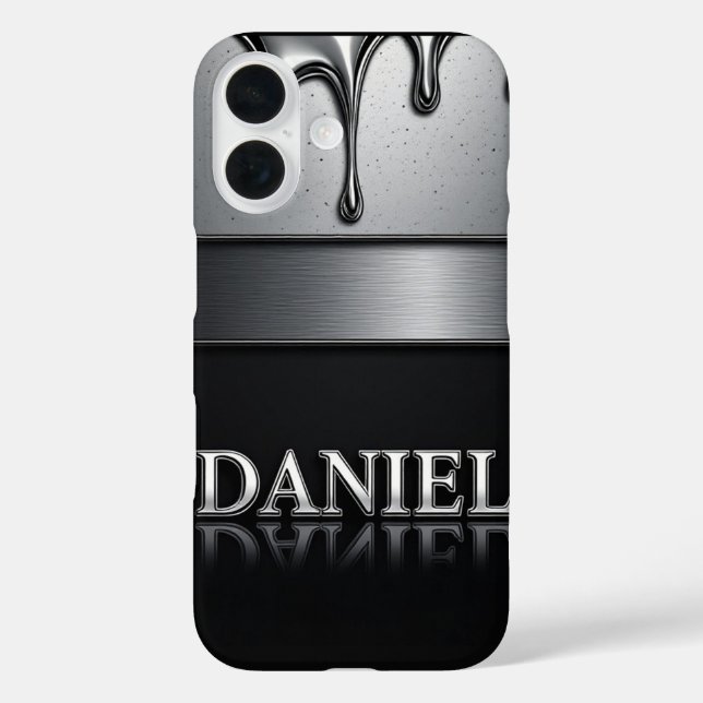 💧 Flüssigmetall “Daniel” Fließend tropfendes Chro Case-Mate iPhone Hülle (Rückseite)