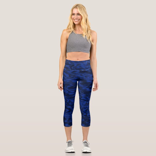 Flüssigwassermuster Capri Leggings (Vorderseite)
