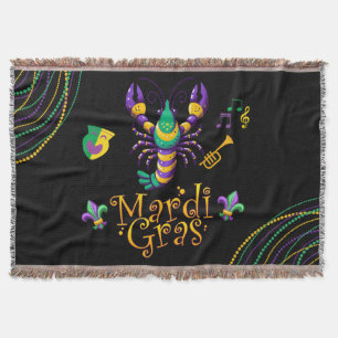 Flusskrebs/Trompete/Maske/Fleur de Lis Mardi Gras Decke