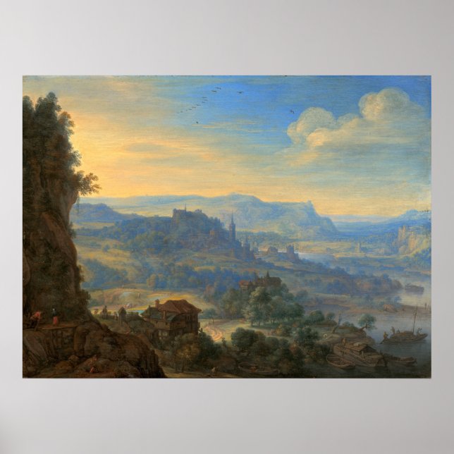 Flusslandschaft - Herman Saftleven Kunstgewerbe Poster (Vorne)