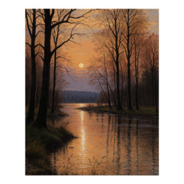 Flusslandschaft im Abend Poster