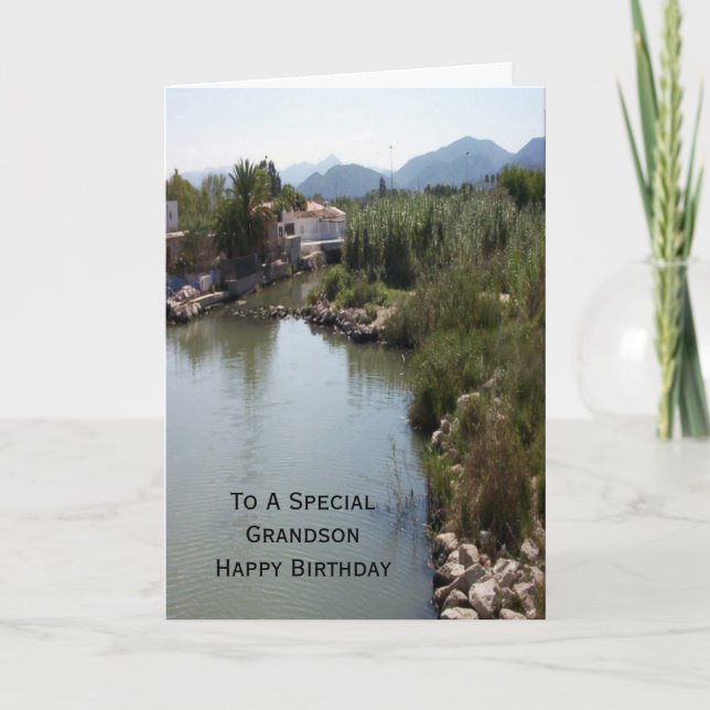 Flusslandschaft Personalisiert Grandson Birthday Karte (Vorderseite)