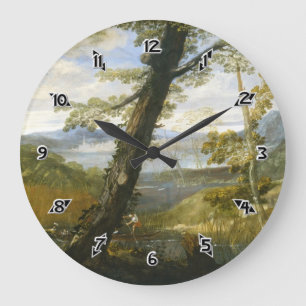 Flusslandschaft von Annibale Carracci Große Wanduhr