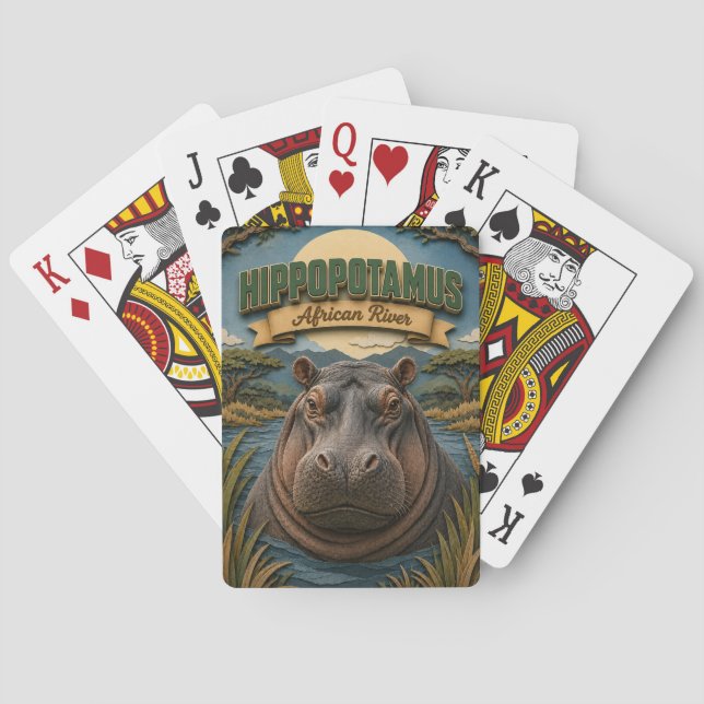 Flusspferd Afrikanischer Fluss POPCUT Spielkarten (Rückseite)