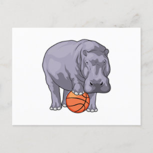 Flusspferd Basketballspieler Basketball Postkarte