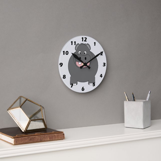 Flusspferd-Design Runde Wanduhr (Büro)