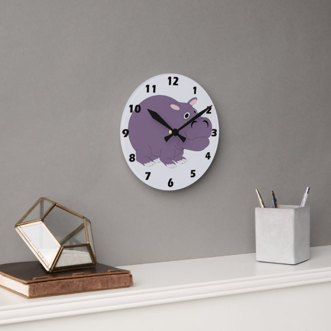Flusspferd-Design Runde Wanduhr (Büro)