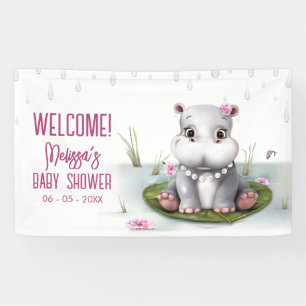 Flusspferd Fluss Abenteuer Mädchen Baby Shower Banner