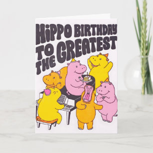 Flusspferd Geburtstags-Letterpress-Karte Karte