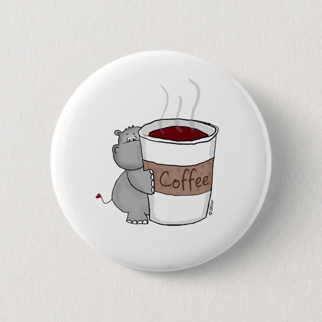 Flusspferd mit Kaffee Button (Vorderseite)