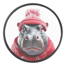 Flusspferd Schal und Mütze Eishockey Puck