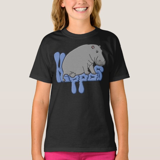 Flusspferd schwer - Blau T-Shirt (Vorderseite)