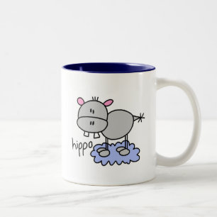 Flusspferd-Strichmännchen-Tasse Zweifarbige Tasse