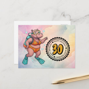 Flusspferd-Taucher 30. Geburtstag Postkarte