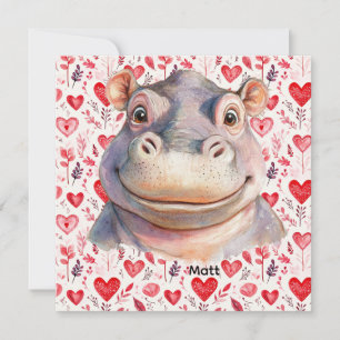Flusspferd Valentinstag mit vielen Herzen Feiertagskarte