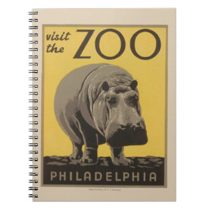 Flusspferd Vintage WPA Zoo Poster Nilpferd Kunst Notizblock