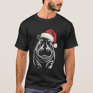Flusspferd Weihnachten Santa Hut Pyjama Lustig Nil T-Shirt