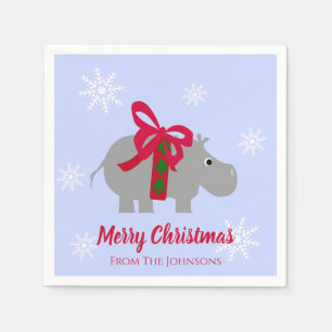 Flusspferd-Weihnachtscocktail-Papierhandtücher Serviette