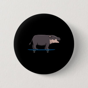 Flusspferd Wildtier Tier Skateboardfahren Skater Button