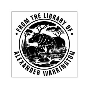 Flusspferde Hippopotamuses by Wasser Bibliotheksbu Permastempel