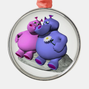 Flusspferde in Liebe Ornament Aus Metall