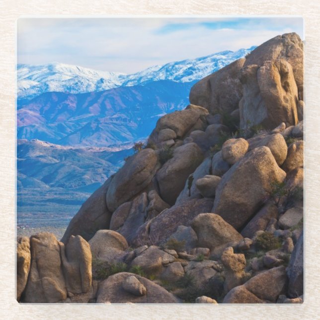 Flusssteine und Berge Glasuntersetzer (Vorderseite)