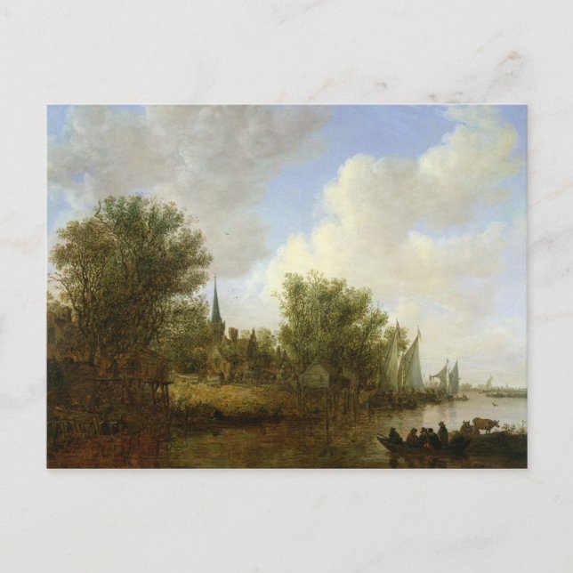 Flussszene mit Blick auf Overschie, 1651 Postkarte (Vorderseite)