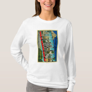 Flussufer, Kalifornien - große Buchstabe-Szenen T-Shirt