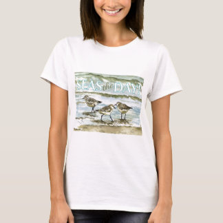 Flussuferläufervogel-Strand-Aquarell T-Shirt
