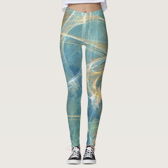 Flüstern-3D-Abstraktes Fraktal Leggings (Vorderseite)