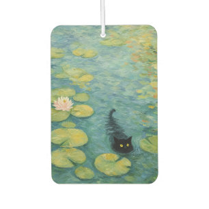 Flüstern am Seerosenteich – Schwarze Katze Autolufterfrischer