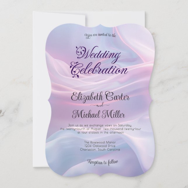 Flüstern aus Seide: Träume pastellfarbene Wellen R Einladung (Vorderseite)